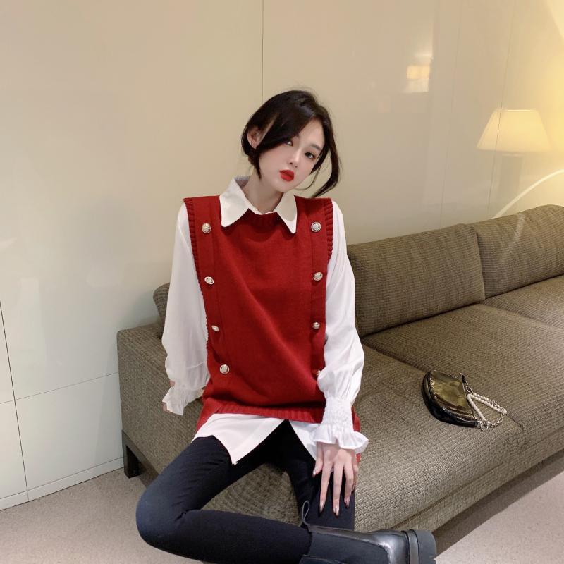 Women's Vests AIGYPTOS Sweater Vest All-Match Korean Fashion Female Autumn And winter knitted sweater vest crop sleeveless for women 220928