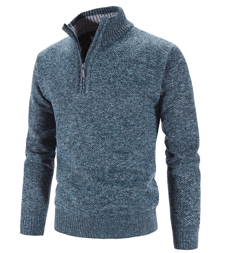 Pulls pour hommes Automne hiver épais pull tricoté hommes pulls couleur unie fermeture éclair col montant Slim Fit pulls en tricot hommes casual pull homme 220928