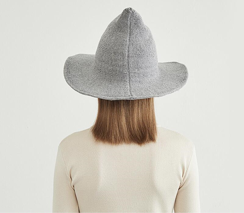 Halloween Witch Hat Wizard Magic Hats Women's Cap Women Solid Wool Sticked Caps Woman Autumn Winter Fashion Accessories