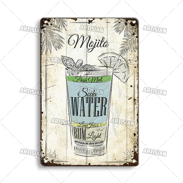 Rusty Poster Cocktail Metal Pintura Decorativa Placa Decorativa Metal Placa Man Caver