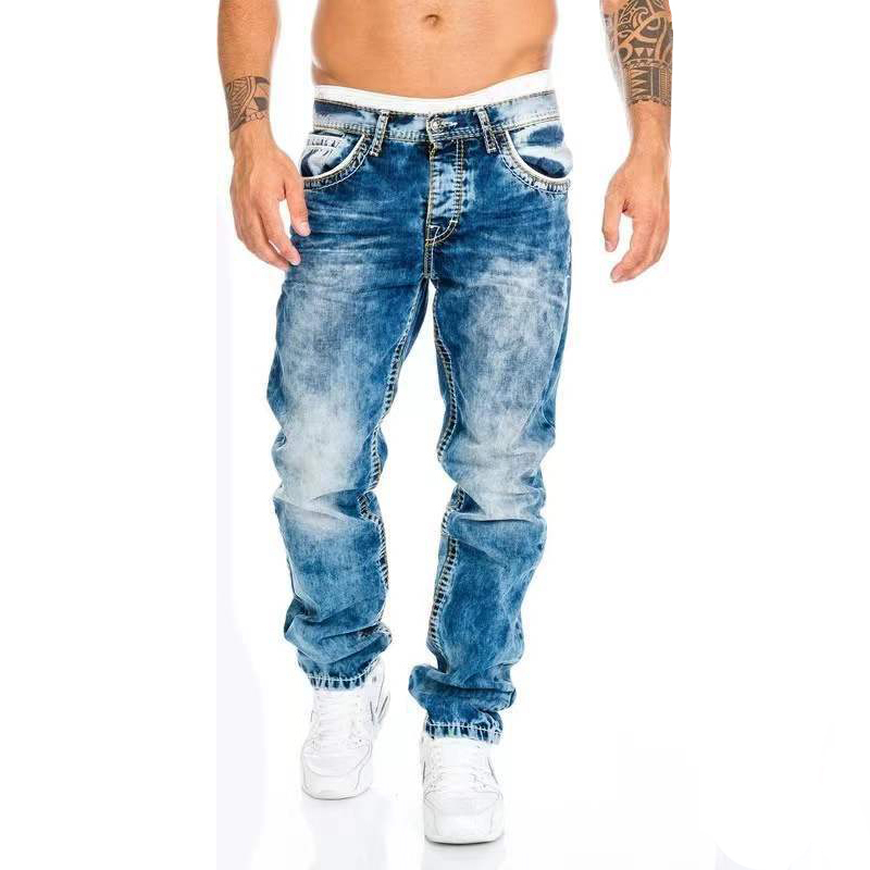 Jeans da uomo Moda Hip Hop Blu Pantaloni da uomo dritti Pantaloni larghi Retro Streetwear Harajuku Wash Man Biker Pantaloni larghi in denim a gamba larga neri 220928