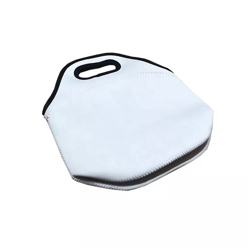 Neoprene White blank Sublimation Lunch Bag With Zipper Reusable waterproof Insulated Thermal Lunch Box Handbags Tote For students school work office picnic