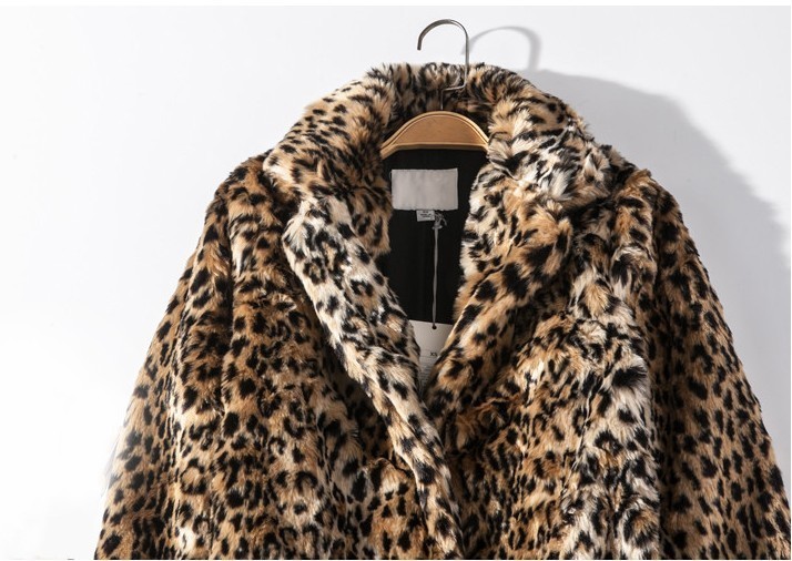 Womens Fur Faux Leopard Coat förtjockad Midlängd Imitation Får Shearling Fashion 220927