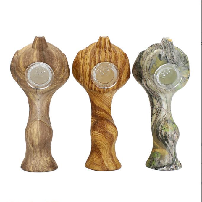 Neueste Ölbrenner Silikonrohre Glasschale Holz Getreide Wasser Transfer Hand Tabak Rauchwasserrohr trockener Kraut für Silizium Bong Bubbler