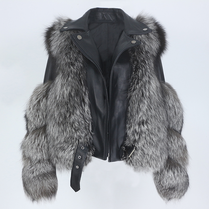 FURE Damskie Faux Oftbuy prawdziwa kamizelka płaszcza zimowa kurtka Kobiet Naturalny oryginalny skórzany odzież wierzchnia Lokomotywa streetwearu 220928