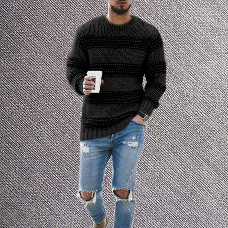 Men's Sweaters European and American men's round neck pullover sweater autumn and winter casual striped fashion large size knitted top 220928