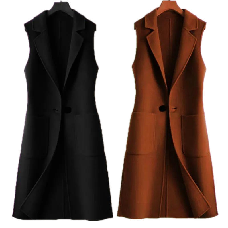 Gilets pour femmes 4XL gilet en laine femme manteau printemps automne vêtements d'extérieur mince spectacle mince tout match mi-long mode veste sans manches 220928