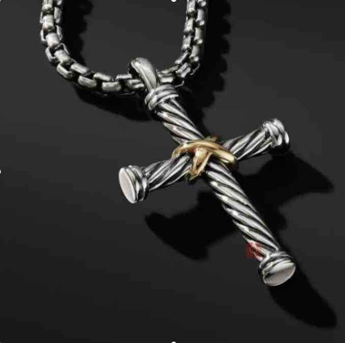 Ожерелья с подвесками Dy Ожерелье Щепка Модные ювелирные изделия Крест X Дизайнерский бриллиант Гранат Оникс Мужчины BlueTopaz Аметист Petite High End W2465