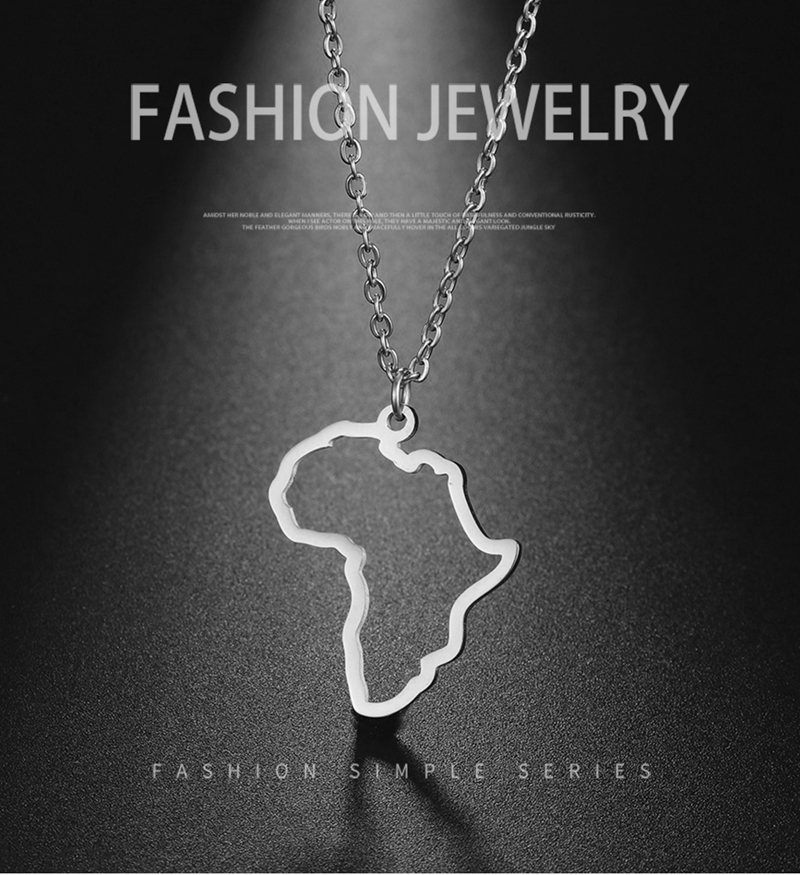 Petit Creux Afrique Du Sud Carte Collier En Acier Inoxydable Contour Continent Africain Pendentif Collier Ras Du Cou Femmes Minimaliste Ville natale Pays Clavicule Bijoux