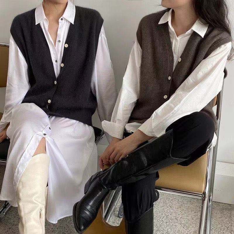 Women's Vests Tender Sweater Vest Women Stylish S-4XL Autumn V-neck Plush Knitting Sleeveless Knitwear Female Solid Elegant Warm Cozy Jumper 220928