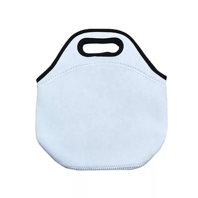 Neoprene White blank Sublimation Lunch Bag With Zipper Reusable waterproof Insulated Thermal Lunch Box Handbags Tote For students school work office picnic