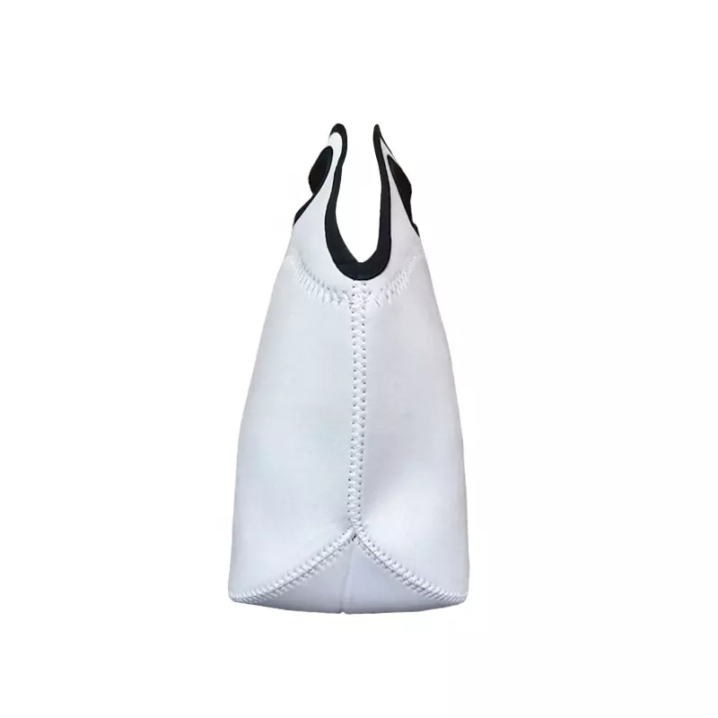 Neoprene White blank Sublimation Lunch Bag With Zipper Reusable waterproof Insulated Thermal Lunch Box Handbags Tote For students school work office picnic