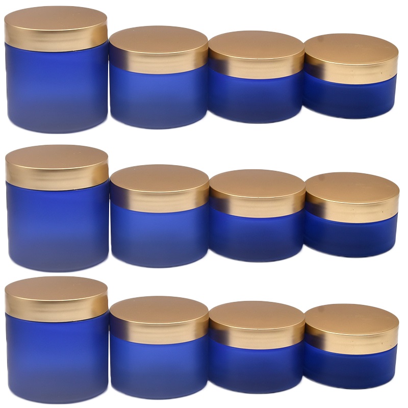 Bouteille d'emballage en PET Vide Blue Frost Pots de crème de soin de la peau En plastique Or Argent Couvercle à vis Dia.68mm Pot d'huile de cheveux Récipient cosmétique 100 ml 120 ml 150 ml 200 ml