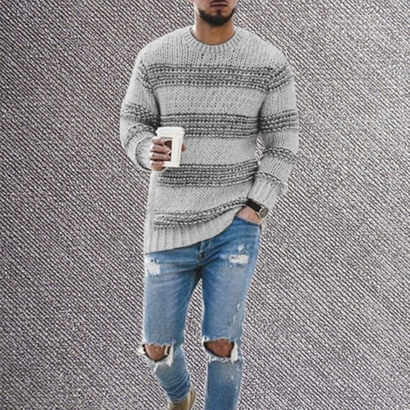 Men's Sweaters European and American men's round neck pullover sweater autumn and winter casual striped fashion large size knitted top 220928