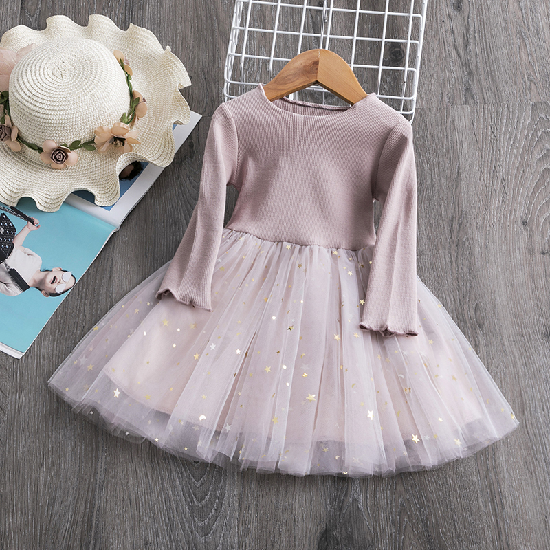 Girl's Dresses Little Dress Long Sleeve Children Casual Wear Bling s Kids Baby Clothes 1 2 3 4 Years Princess Tutu Frocks 220927