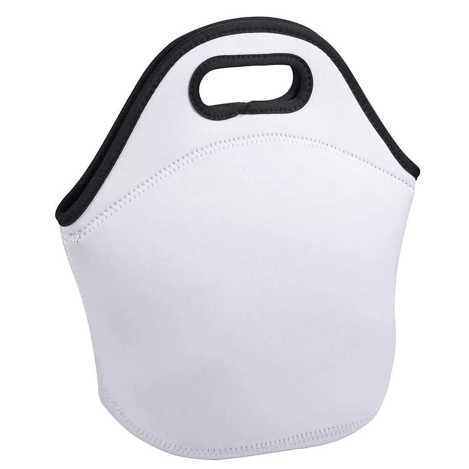 Borsa il pranzo in sublimazione bianca in neoprene bianco con cerniera Borse il pranzo termiche isolate impermeabili riutilizzabili Tote gli studenti, lavoro scolastico, picnic in ufficio