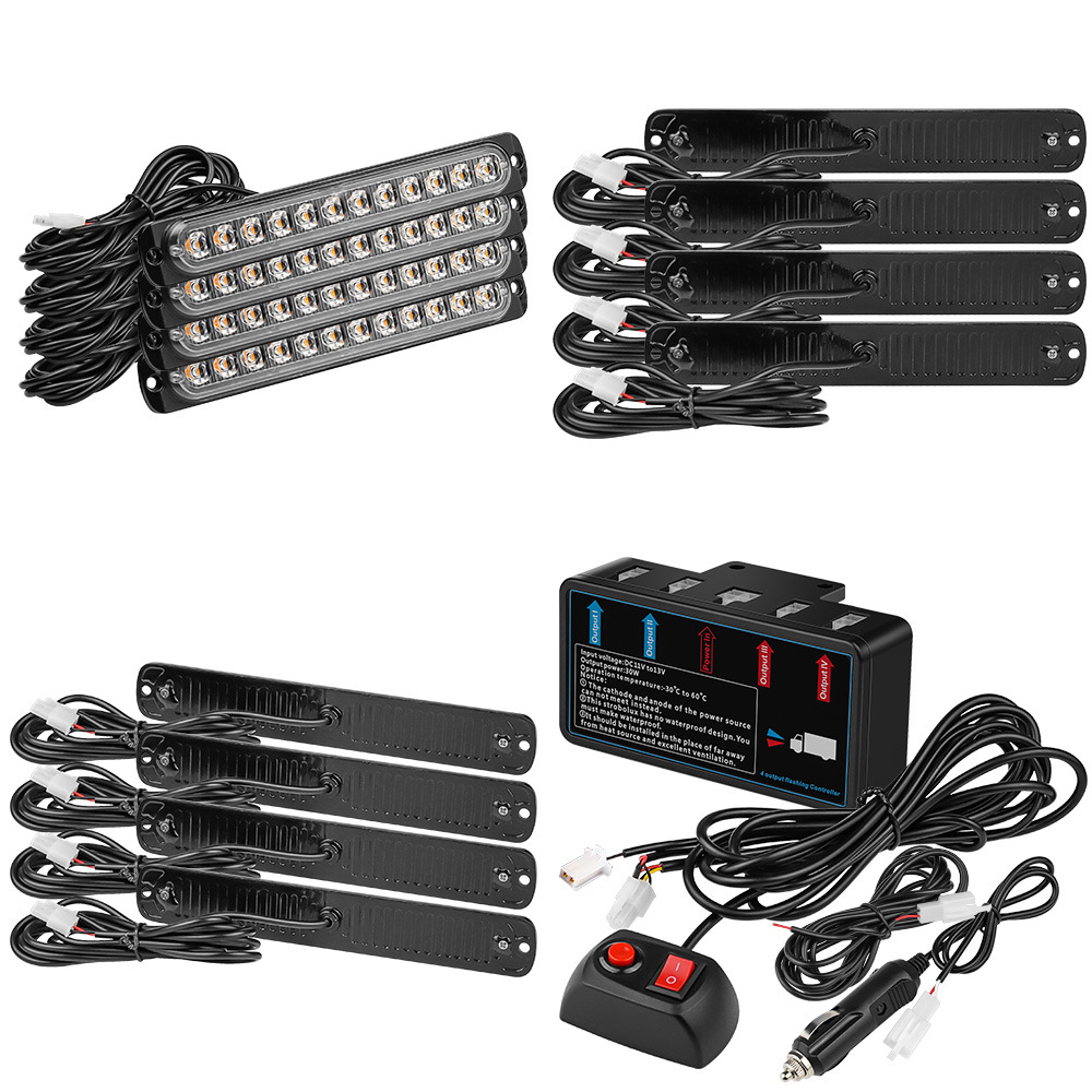 Araba 4 x 12 LED Flaş Işık Acil Durum Işıkları 12V Evrensel Yüzey Montaj Otomatik Yanıp Sönen Araba Kamyonu Motosiklet LightBar