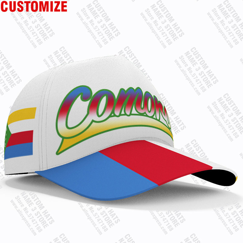 قبعات الكرة COMOROS البيسبول مجاني اسم المخصص رقم KM HAPS COM COUNTRY TRAVEL FRENCH NATION UNION DE COMORES FLAG MADGEAR 220928