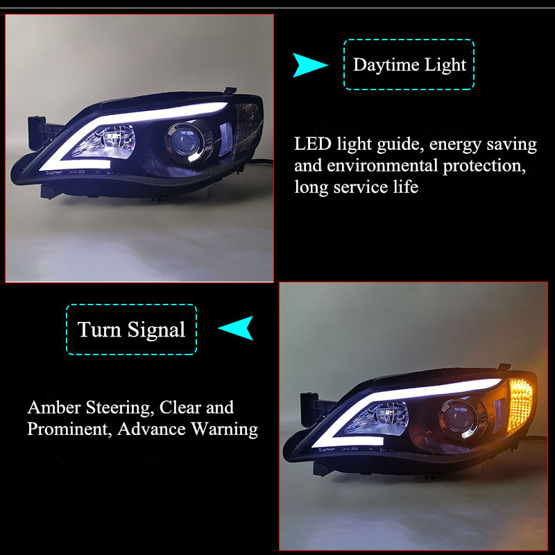 High Beam Lens Daytime Running Head Light för Subaru WRX 2005-2012 Dynamisk turnsignalstrålkastare Auto-tillbehör