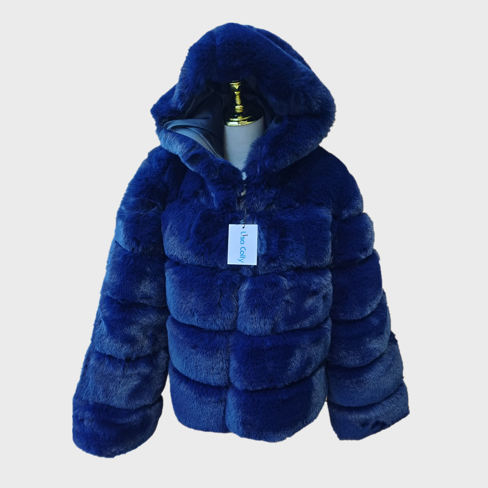 Womens Fur Faux Women Winter Overrock Outwear Långärmad krage lyxigt kappajacka svart med huva 220927