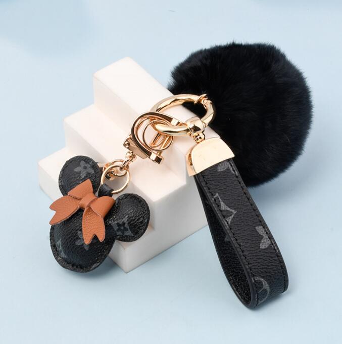 Mouse Design Car Keychain Favor Flower Bag Ciondolo Charm Gioielli Portachiavi Titolare uomo Regalo Fashion PU Leather Animal Portachiavi Accessori 4 pezzi / set