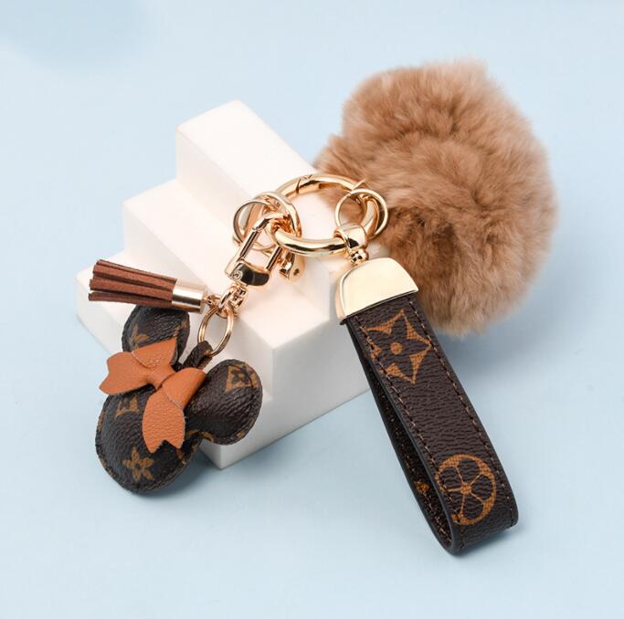 Mouse Design Car Keychain Favor Flower Bag Ciondolo Charm Gioielli Portachiavi Titolare uomo Regalo Fashion PU Leather Animal Portachiavi Accessori 4 pezzi / set