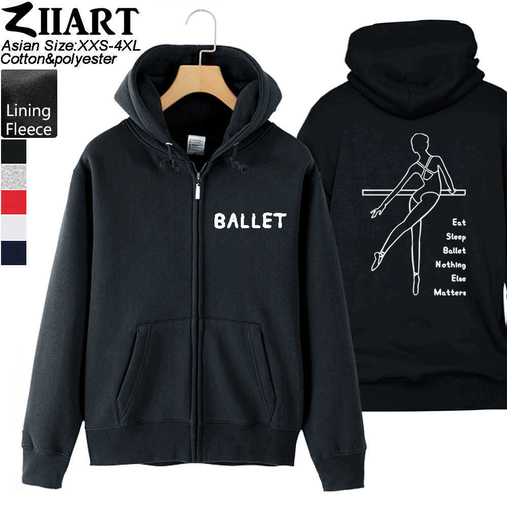 Men's Jackets Ballet Elegant Dancer Eat Sleep Ballet Nothing Else Matters Man Boy Coat Full Zip Hoodie Fleece Hooded Jacket Autumn ZIIART T220926