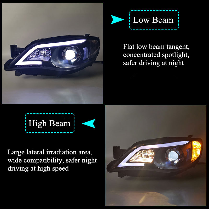 High Beam Lens Daytime Running Head Light för Subaru WRX 2005-2012 Dynamisk turnsignalstrålkastare Auto-tillbehör