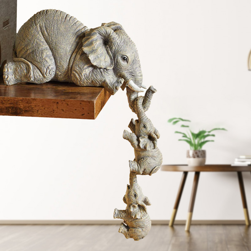 Decorative Objects Figurines Elephants Mother Hanging Babies Figurine Resin Craft Elephant Ornaments Creative Desktop Decoration Home Decor 220928