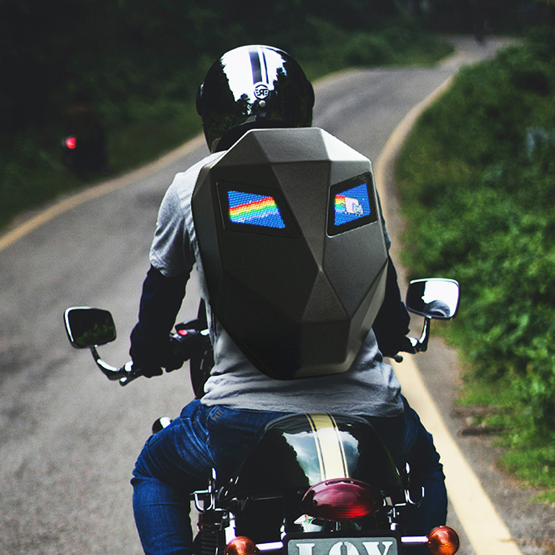 Utomhusmotorcykel ryggsäck LED Display Skärm axelväska män sling crossbody påsar diy text bild animation ljus reseverktygslåda
