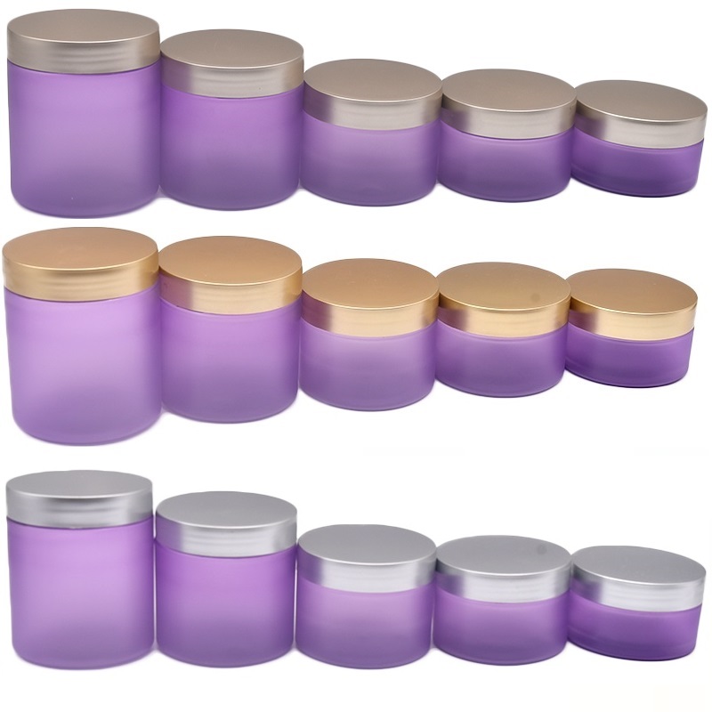 Empty Refillable Bottle PET Frost Purple Facial Cream Pots Plastic Screw Lid Dia.68mm Hair Oil Jar 100ml 120ml 150ml 200ml 250ml Cosmetic Packaging Container