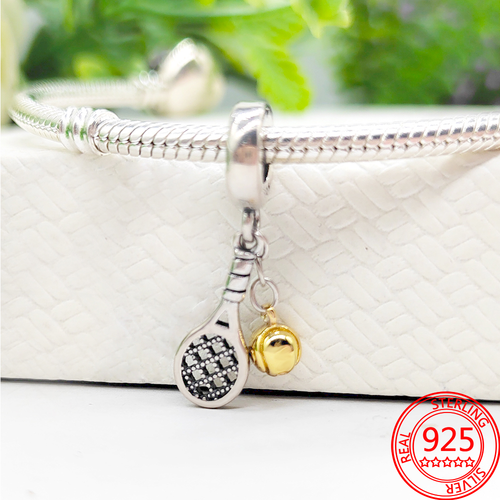 O novo e popular pingente de anel de amor de girassol de prata esterlina 925 Romance com contas de ouro é adequado para fabricação de joias DIY de pulseira Pandora