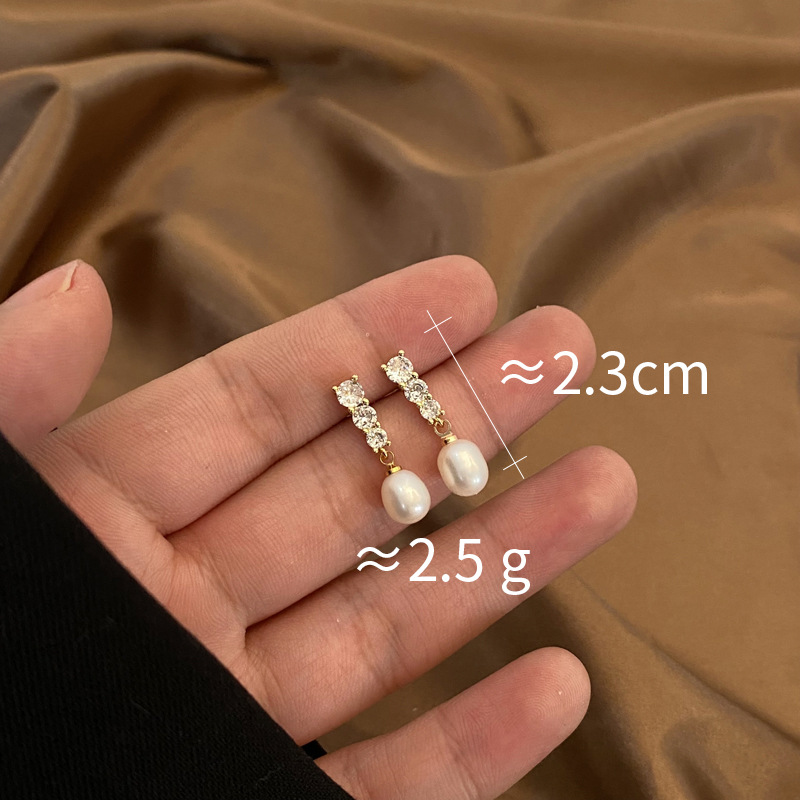 Baumeln Kronleuchter Zarte Einfache Zirkon Oval Perle Ohrringe Für Frauen Dame Koreanische Stil 2022 Neue Schmuck Ohrringe