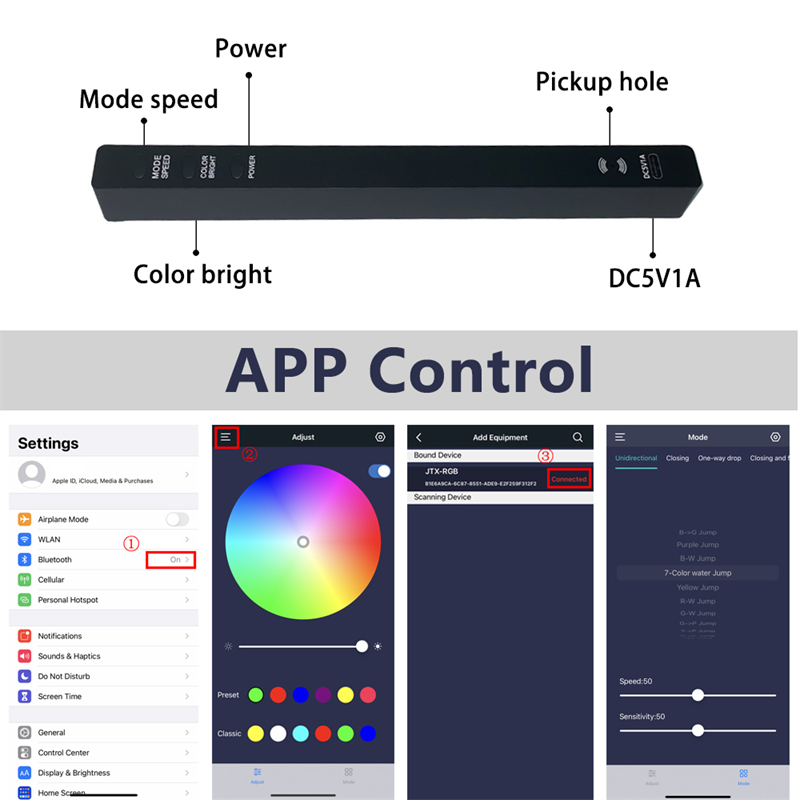 التطبيق LED شريط ليلا الضوء RGB التحكم الصوت ضوء الصوت تنشيط الموسيقى الإيقاع مصابيح بيك آب مصباح بيك آب لأضواء عائلة السيارات