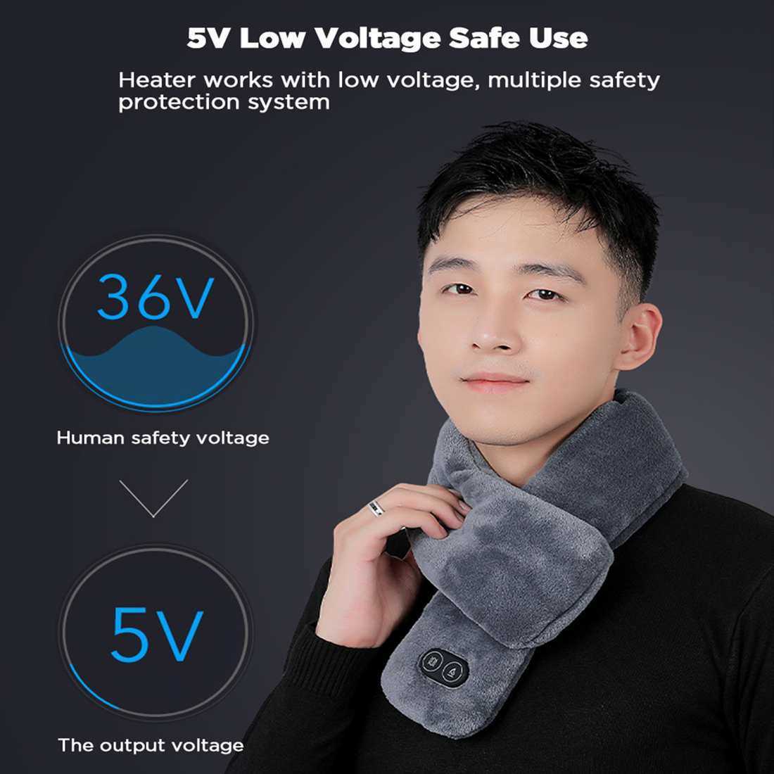 Scarves New Winter Heated Scarf Electric Heating Shawl Smart 3 Gears Massage Ajustable Rechargeable USB Neckerchief Y2209