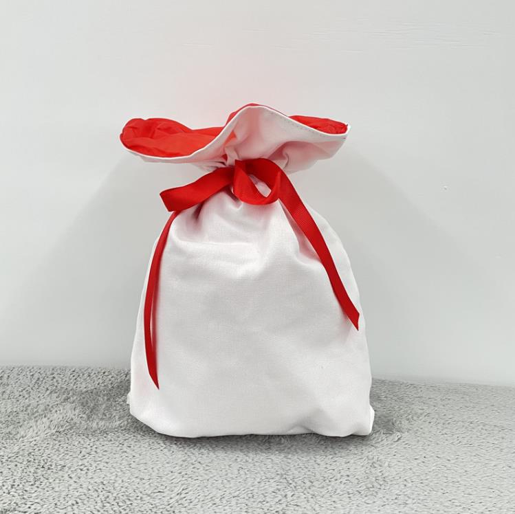 Sublimación Navidad Santa Sacks pequeño medio grande doble capa Navidad lienzo bolsa de regalo bolsas de dulces reutilizable personalizado para almacenamiento de paquetes de Navidad SN4178
