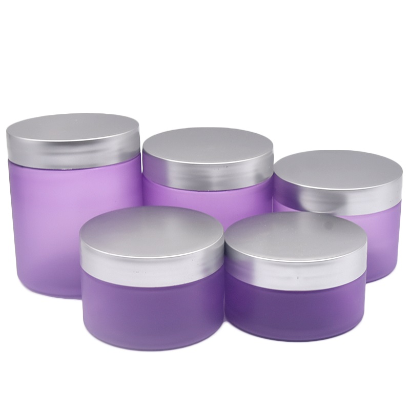 Garrafa recarregável vazia PET Frost Purple Potes de creme facial Tampa de rosca de plástico Diâm.