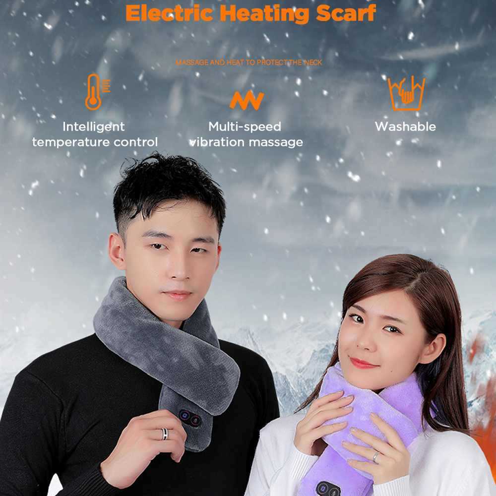 Scarves New Winter Heated Scarf Electric Heating Shawl Smart 3 Gears Massage Ajustable Rechargeable USB Neckerchief Y2209