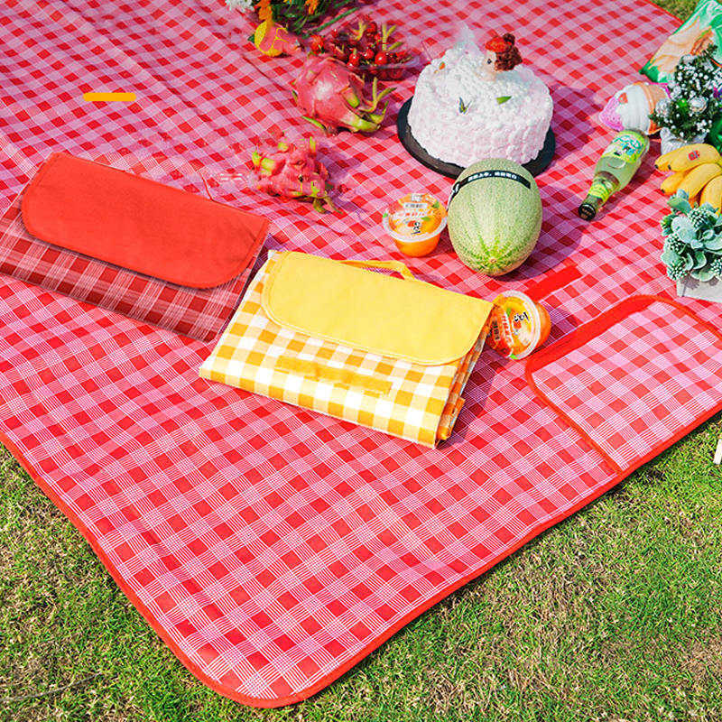 Blanket Ins Picnic Mat Plaid Camping Hiking Portable Waterproof Beach Blanket Outdoor Dustproof Korean Style Folding Y2209