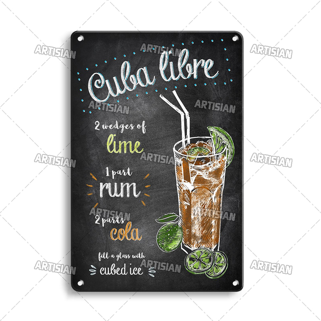 ARTISIAN Cocktail métal peinture étain signe Plaque décorative Vintage étain signes homme cave Club Bar Plaque murale décor industriel