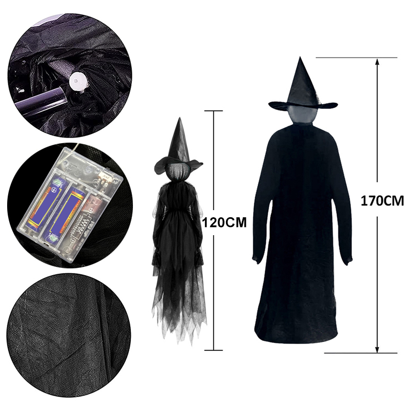 Party-Dekoration, 13-teiliges Hexen-Halloween-Dekor-Set, beleuchtet, schreiender Hexenkopf, gruselig, für den Außenbereich, Garten, Horror, Geist, gruseliges Skelett, Requisiten 220927