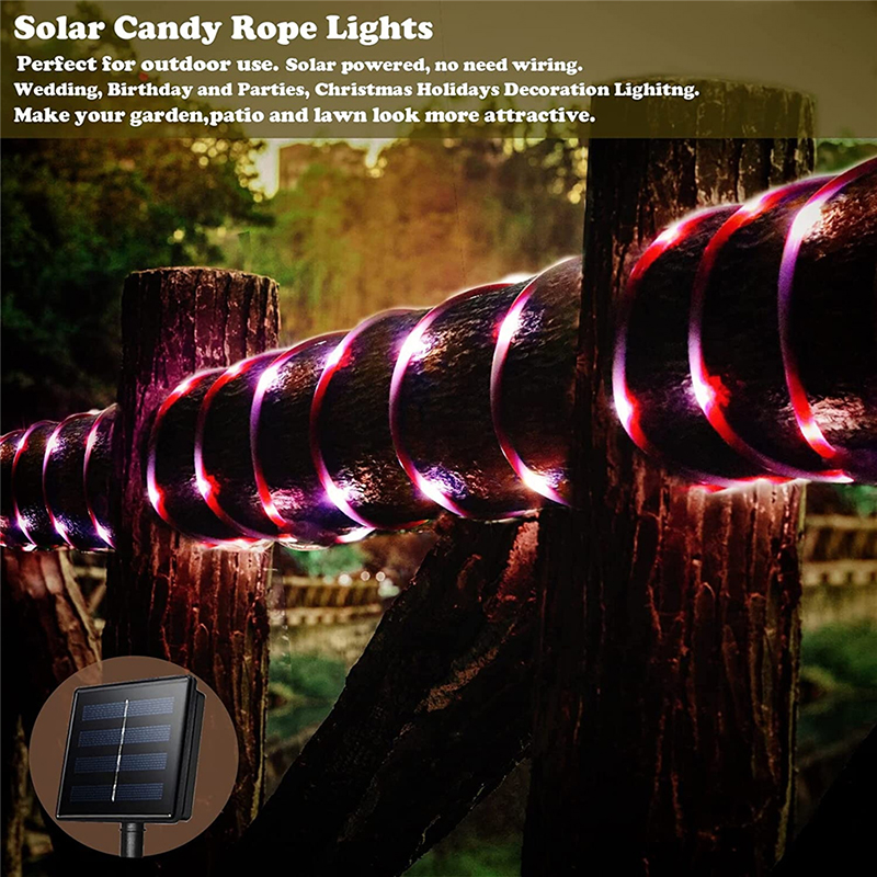 Solar Garden Lights Outdoor Waterproof LED Candy Color Rep Fairy Light String Semester Jul Tree Balkony Decor