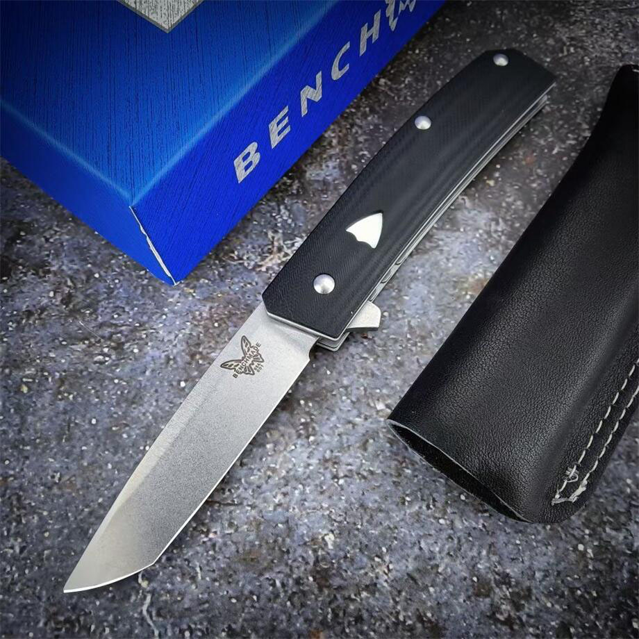 Benchmade 601/601-1 Flipper Folding Knife CPM-20CV Stonewash Blade G10 Handles Pocket Tactical Knives Outdoor Camping Hunting BM535 319 391 176 537 EDC TOOLs