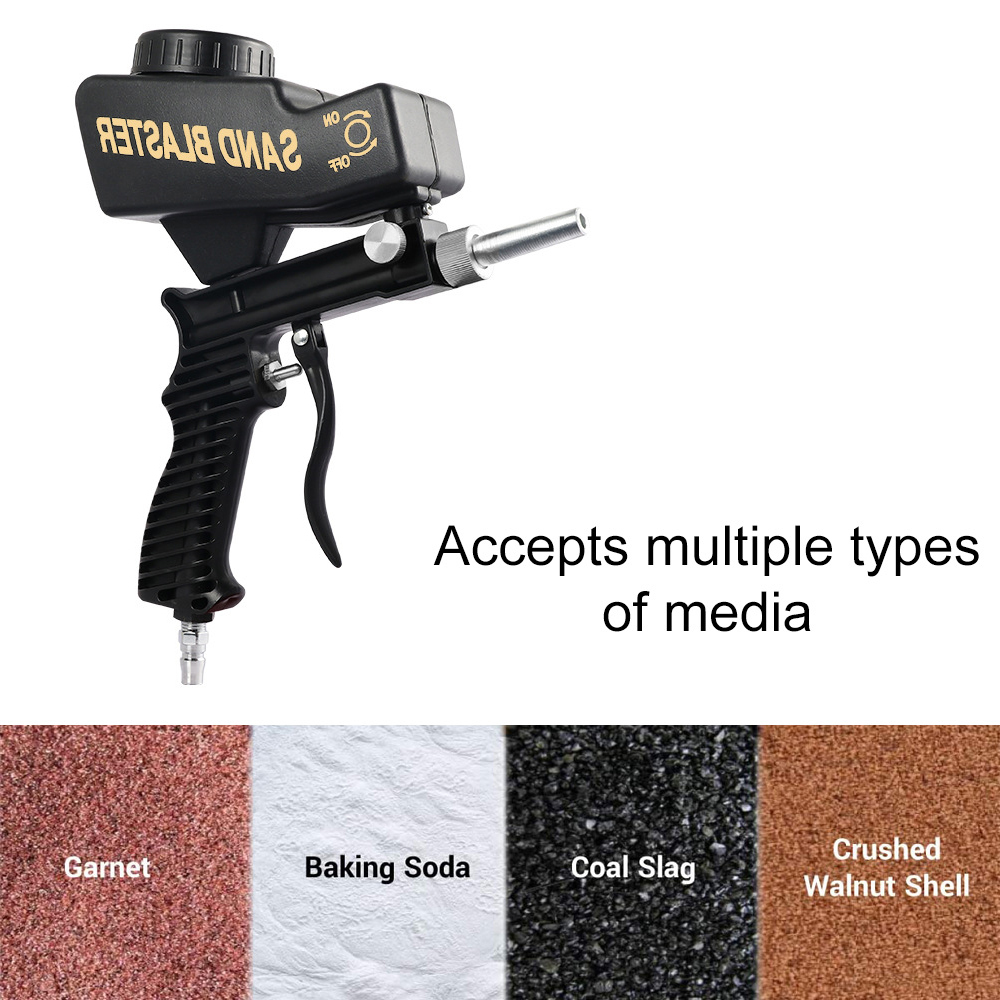 Spray Guns Adjustable Sandblasting Gun 90 Psi Portable Sand Blaster Paint Spray Machine Gravity Pneumatic Small Handheld Blasting Gun Set 220928