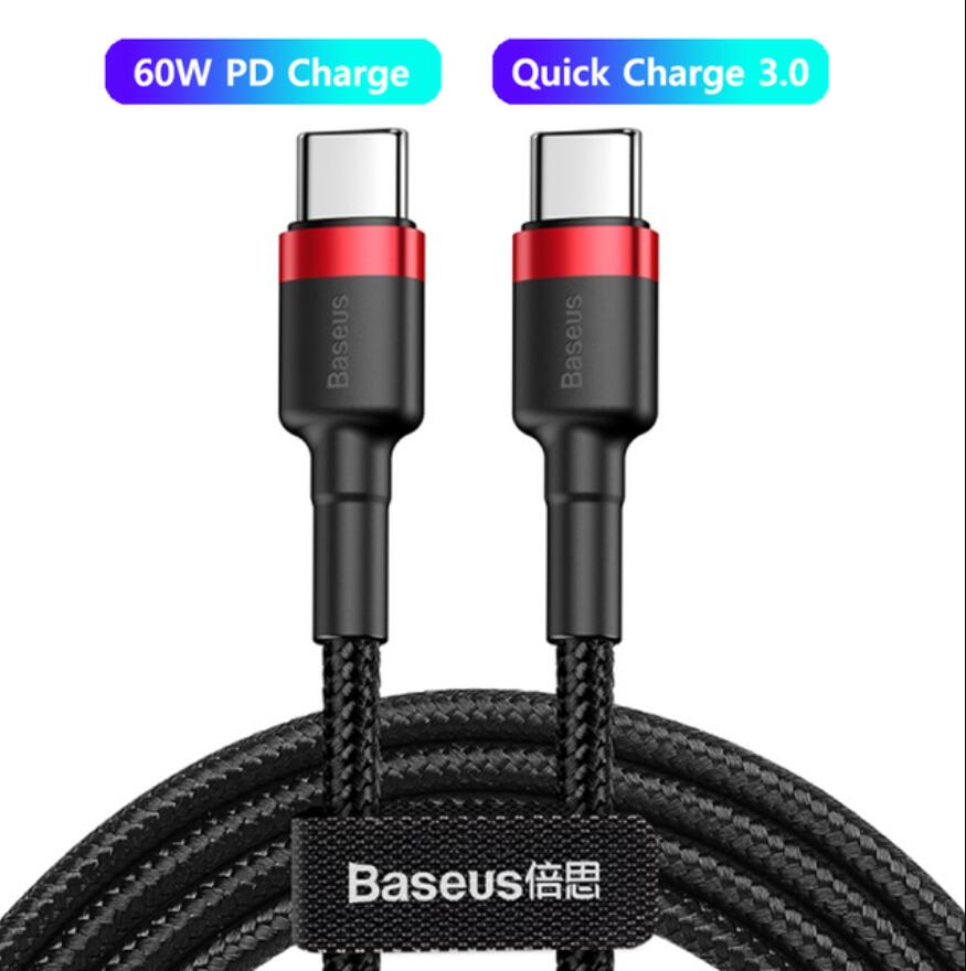 Baseus USBC To USB Type C Cables For Macbook 60W PD Cord Quick Charge 4.0 Charger Typec Cable