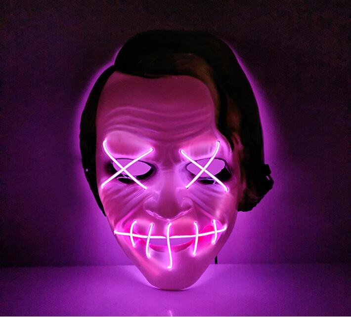 Halloween grönt hår clown led kall lätt fest mask bar glöd huvudmask joker fleck peruk masker