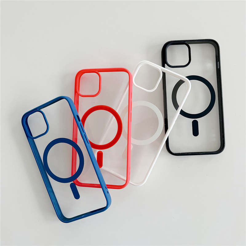 Voor iPhone-hoesjes draadloos opladen magnetische telefooncase 14 13 Pro max huidvriendelijke transparante acryl magische cover