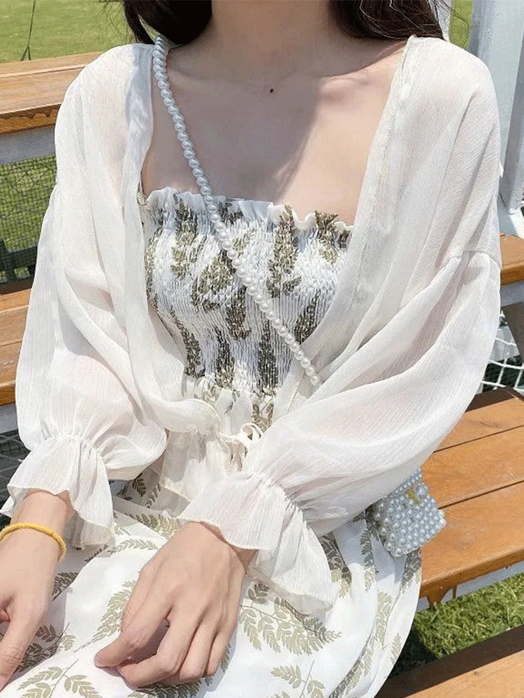 Women's Knits Tees Women Summer Sun Protection Coat Lace Bow Ruffle Cardigan Shirt Female Blouse Tops for Woman Covers Blusa White Y2K Korean 220929