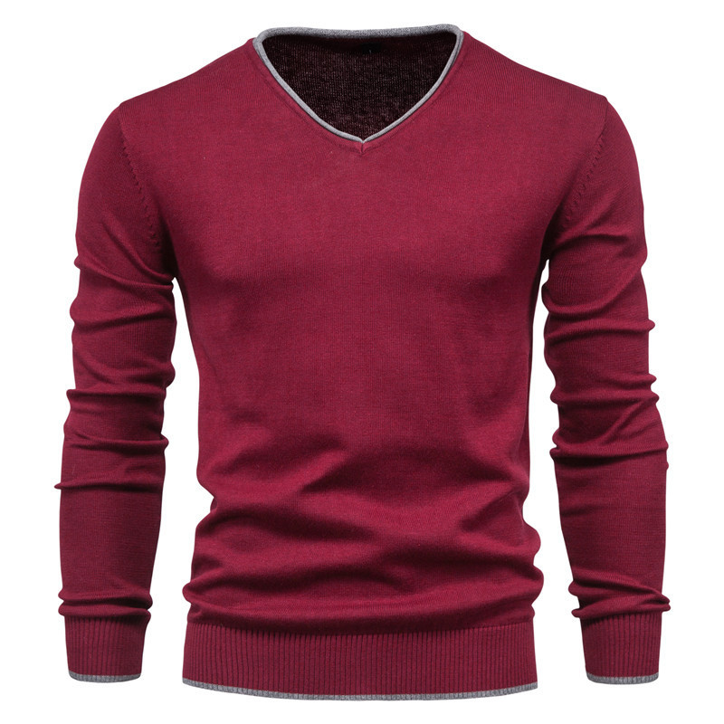 Maglioni uomo 100% cotone pullover scollo a V uomo # 39S maglione tinta unita manica lunga autunno maglioni slim uomo casual pull abbigliamento uomo 220929