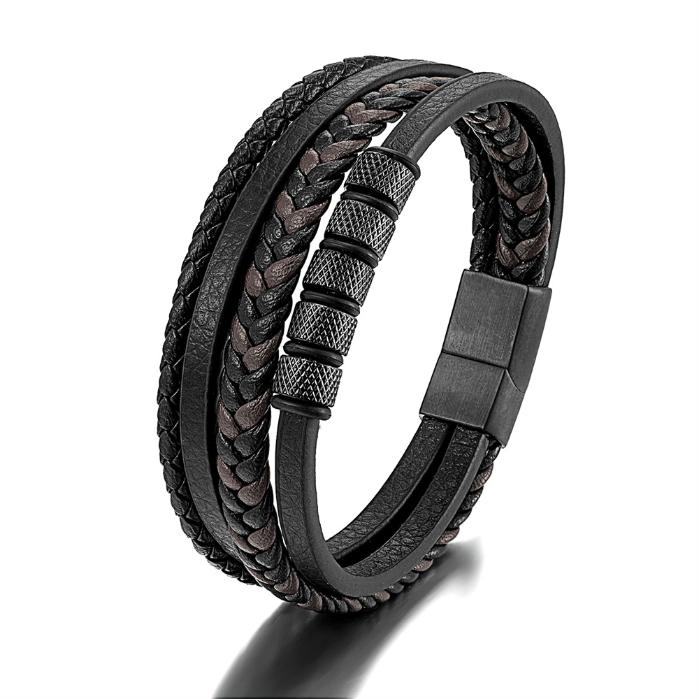 Мужская мода вязаные браслеты многослойные плетеные из нержавеющей стали 316L DIY черный кожаный браслет из бисера браслет в стиле хип-хоп Jewel8449289